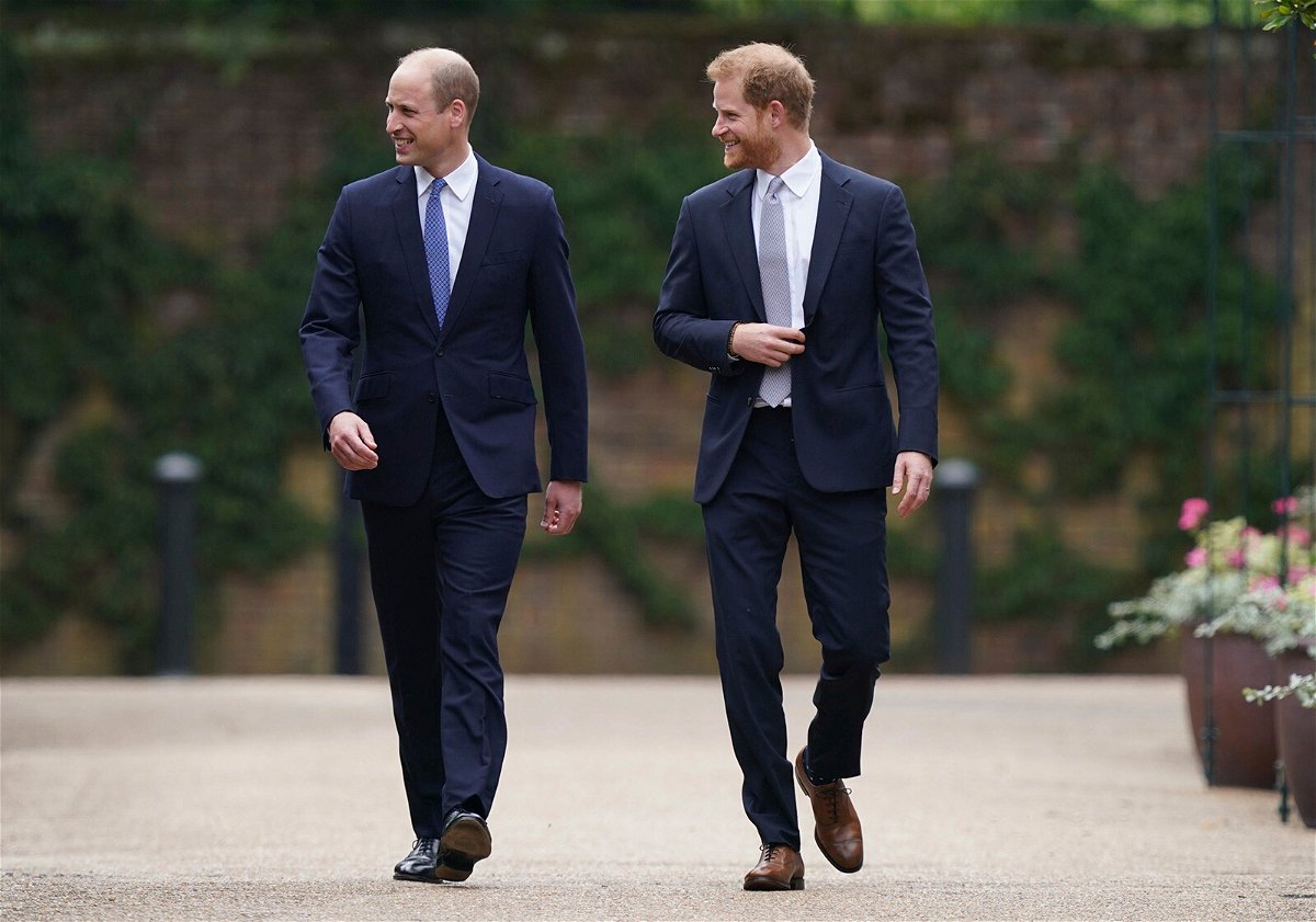 <i>Yui Muk/AP</i><br/>William and Harry arrive for the statue unveiling on what would have been their mother's 60th birthday.
