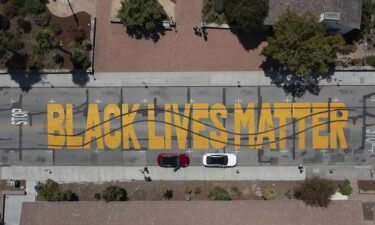 Santa Cruz police released this image showing damage to a Black Lives Matter mural. Two men are facing charges for the vandalization