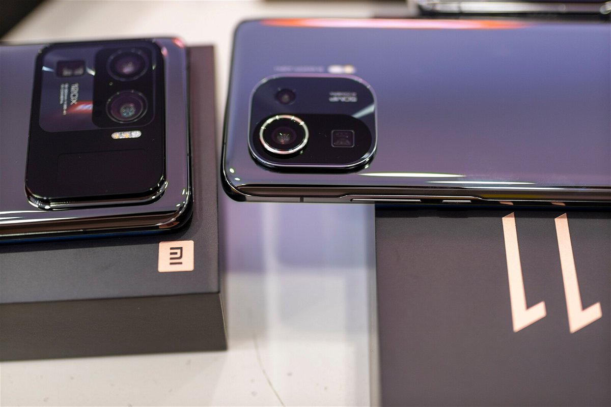 <i>VCG/Getty Images</i><br/>Mi 11 Ultra (L) and Mi 11 Pro smartphones are on display at a Xiaomi store on March 29 in Shaoxing