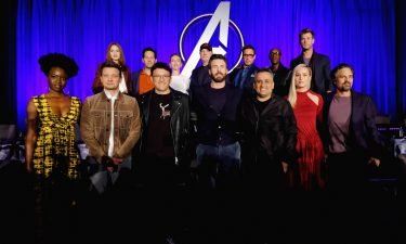 The cast onstage during Marvel Studios' "Avengers: Endgame" Global Junket Press Conference at the InterContinental Los Angeles Downtown on April 7