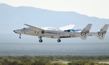 The Virgin Galactic SpaceShipTwo space plane Unity flies at Spaceport America