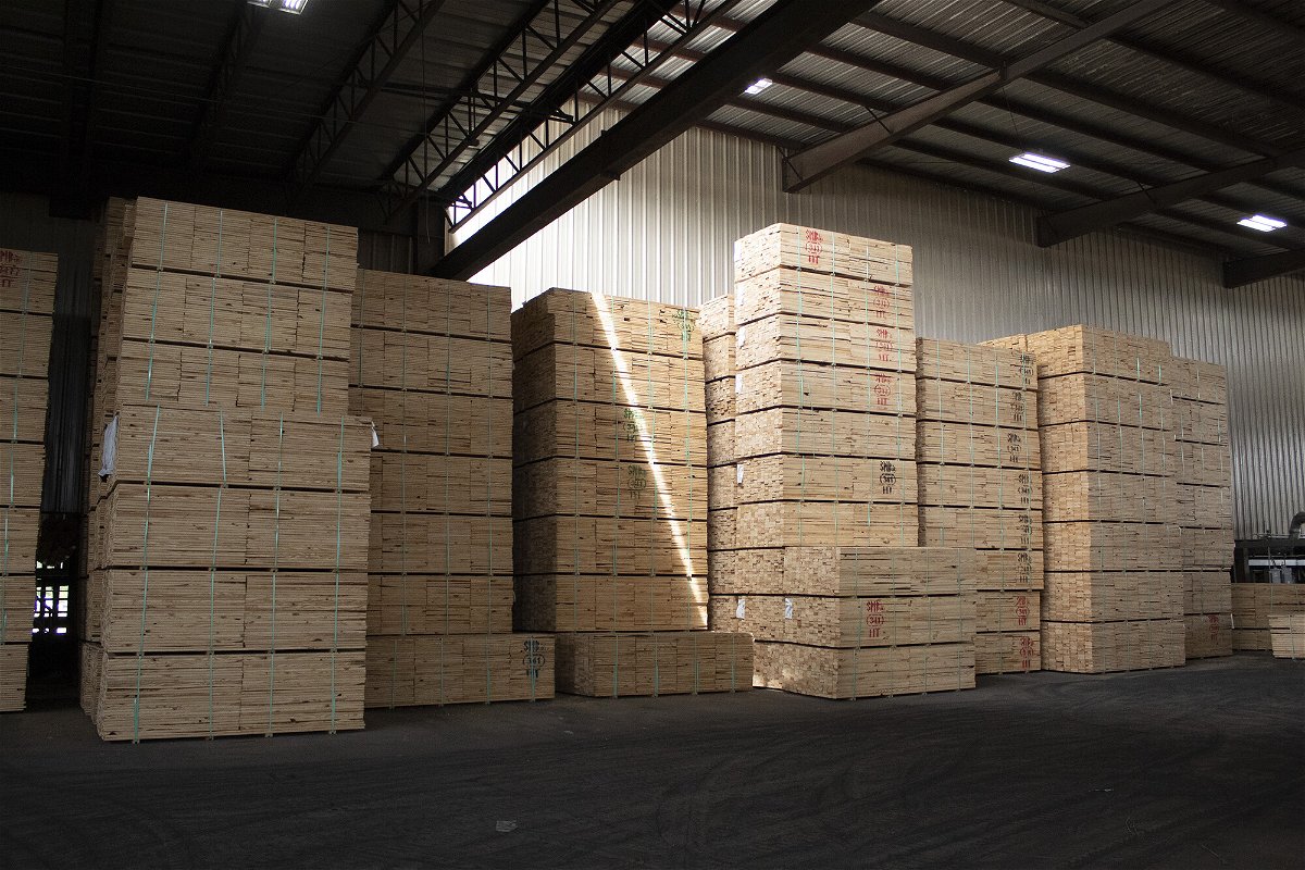 <i>Bre Bradham/Bloomberg/Getty Images</i><br/>Lumber boards stacked at the Charles Ingram Lumber Company warehouse in Effingham