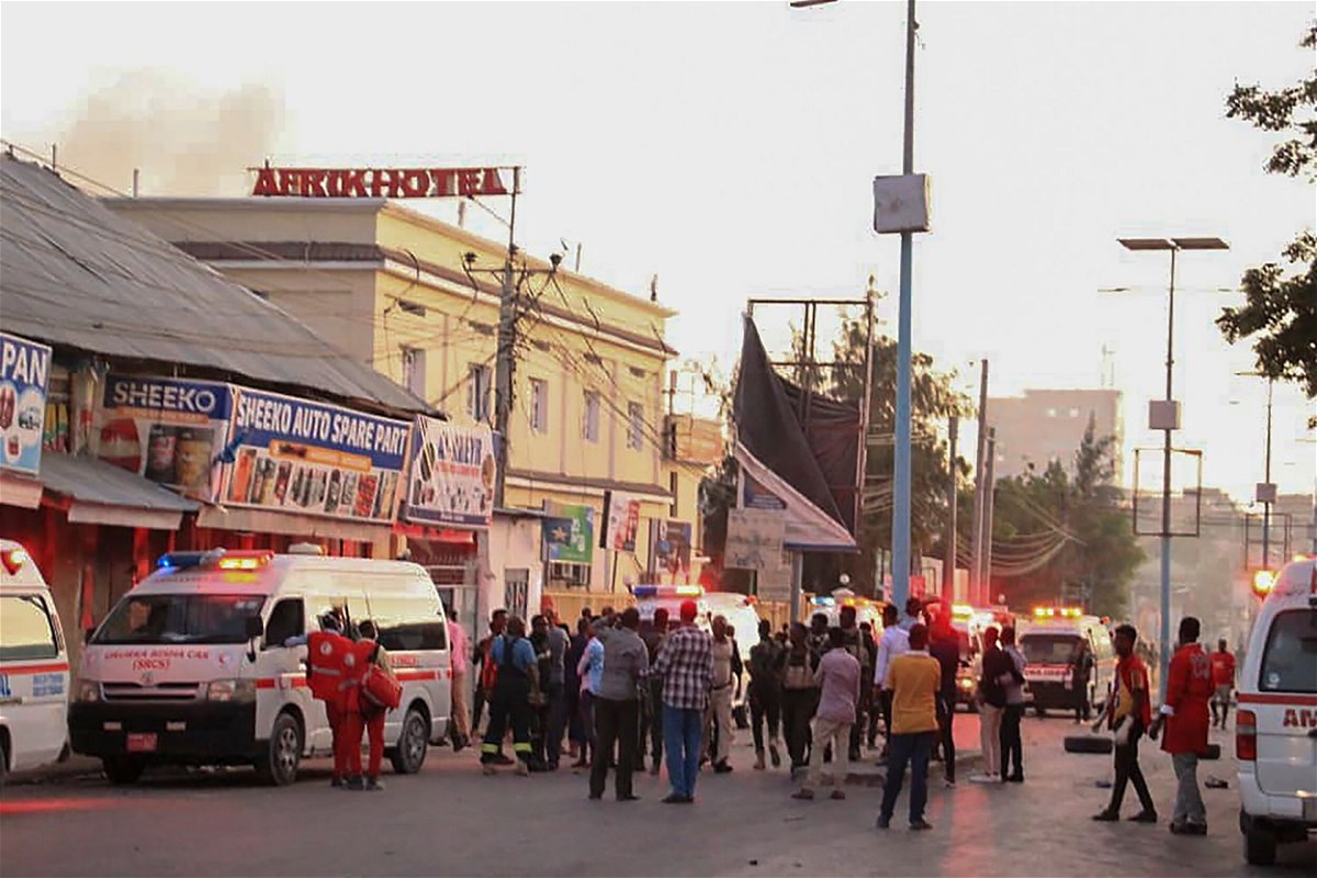 <i>Said Yusuf Warsame/EPA-EFE/Shutterstock</i><br/>The aftermath of an attack on the Afrik hotel in Mogadishu