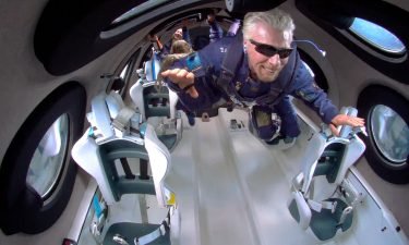Richard Branson and crew aboard the VSS Unity on July 11.