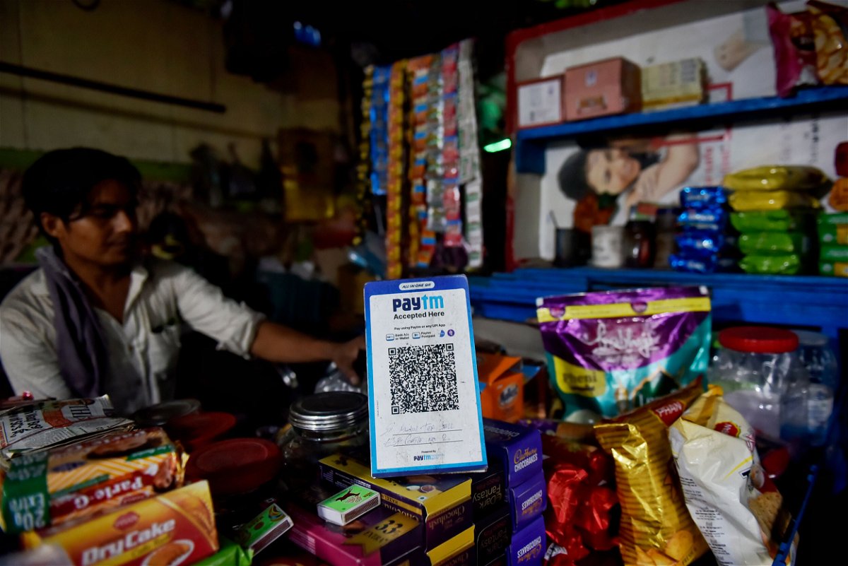 <i>Indranil Aditya/NurPhoto/Getty Images</i><br/>Paytm digital barcode scanner can be seen in Kolkata