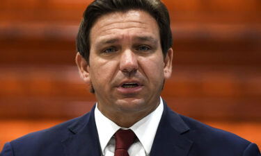 Florida Gov. Ron DeSantis speaks at a press conference at LifeScience Logistics. DeSantis