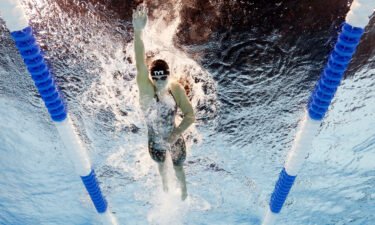 Ledecky competes in the 400m freestyle heats at the US Olympic trials.