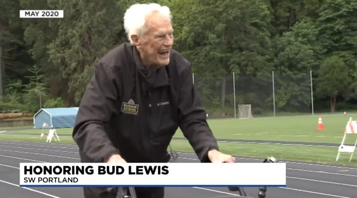 <i>KPTV</i><br/>Bud Lewis walks 100 laps around a Portland