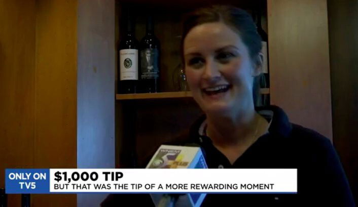<i>WNEM</i><br/>Hollie Lalonde waiting tables at Da Edoardo's in Grand Blanc was delightfully surprised with a thousand-dollar tip.