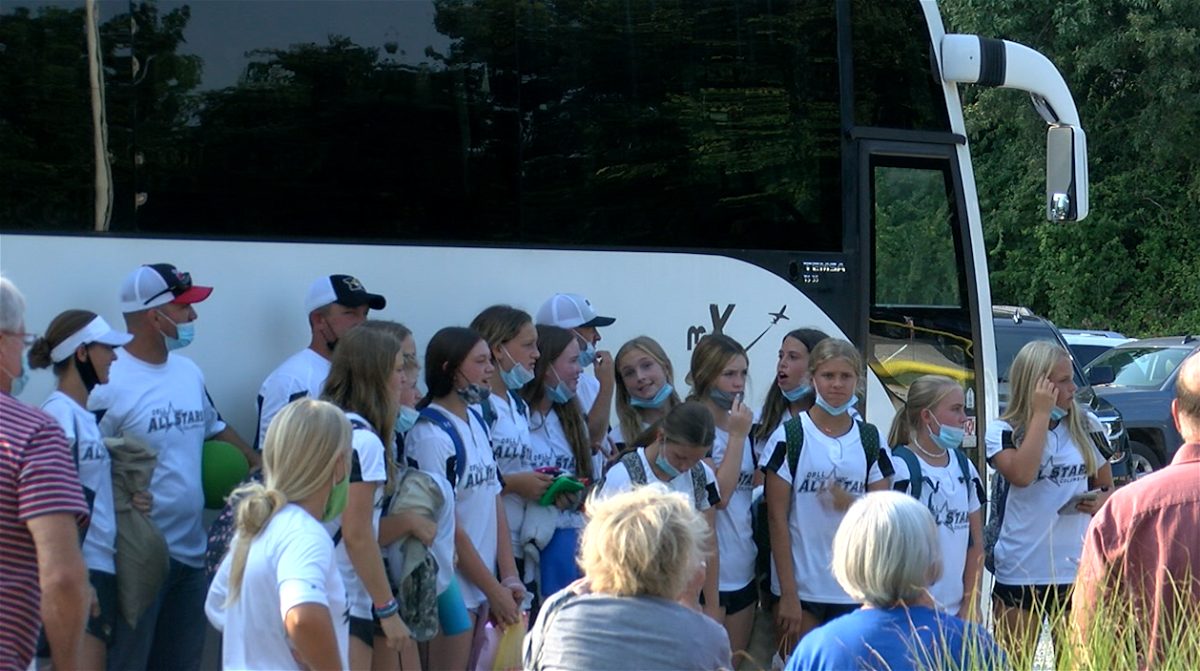 Family and friends said goodbye to the Daniel Boone Little League 12U softball team as they boarded the bus to the World Series on August 7, 2021. 