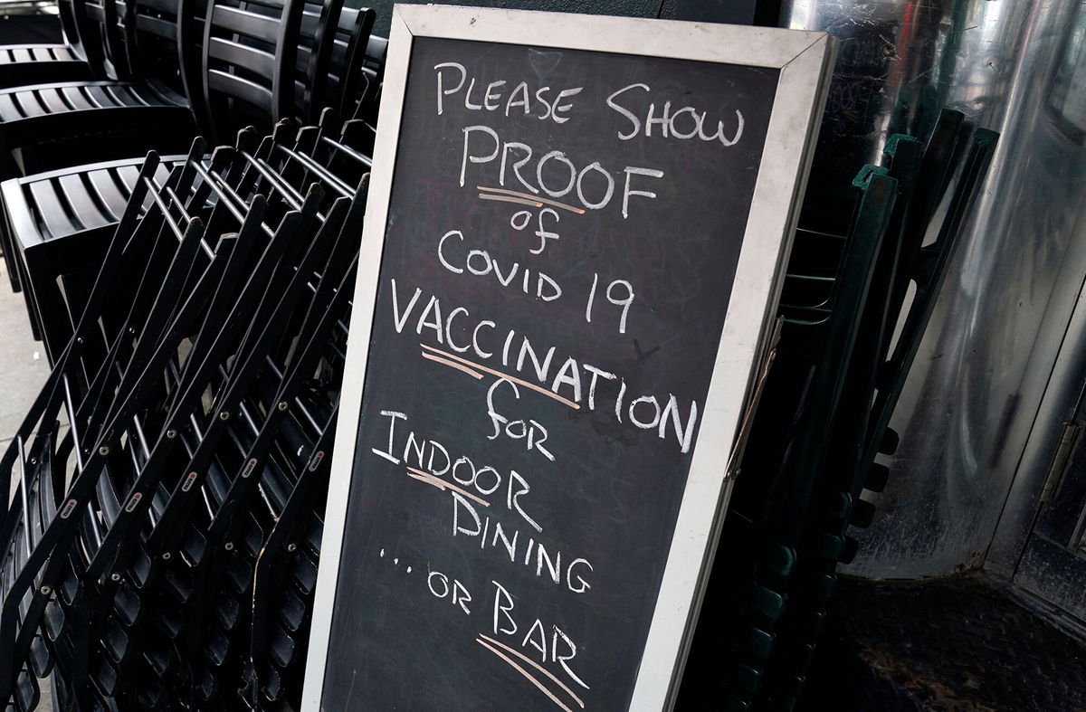 <i>Timothy A. Clary/AFP/Getty Images</i><br/>A group of restaurant owners and five small businesses are suing New York City Mayor Bill de Blasio and the city over its vaccine mandate in the hopes of blocking the new requirement.