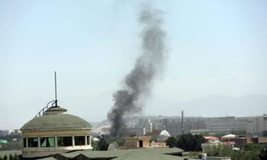 Smoke rises next to the U.S. Embassy in Kabul