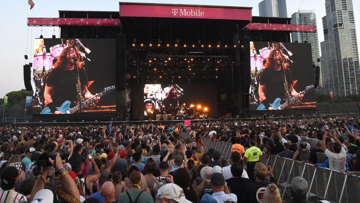 <i>Kevin Mazur/Getty Images</i><br/>Foo Fighters performs on stage during Lollapalooza 2021 at Grant Park on August 1