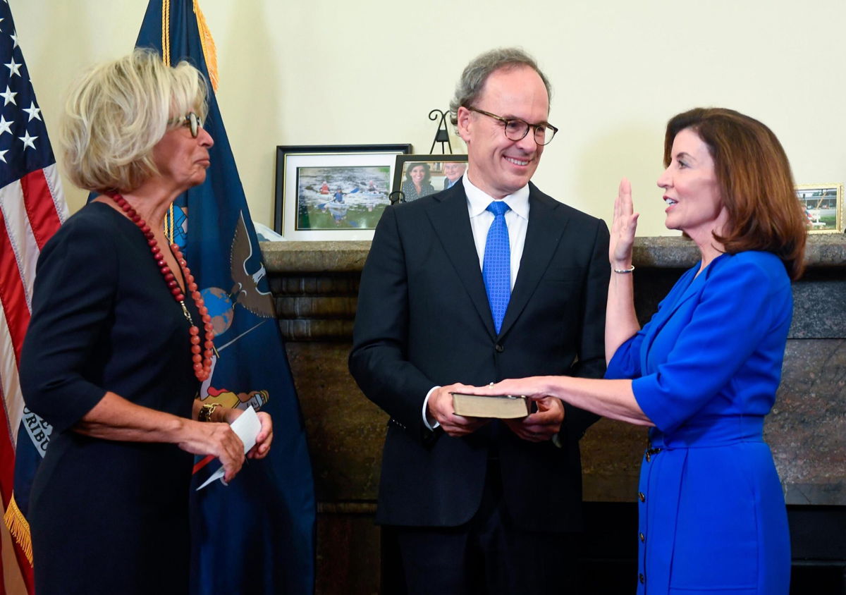 <i>Hans Pennink/Pool/Getty Images</i><br/>New York Gov. Kathy Hochul