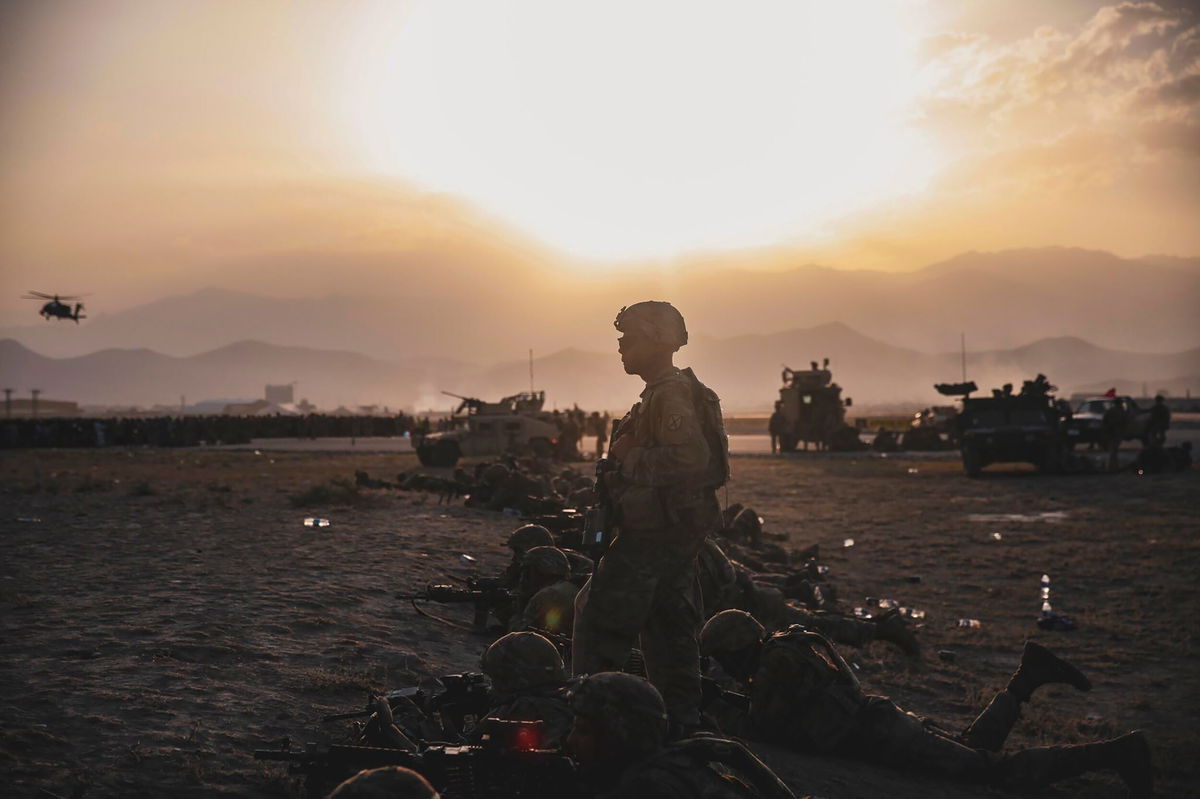 <i>Sgt. Isaiah Campbell/US Marine Corps</i><br/>U.S. Army Soldiers stand security at Hamid Karzai International Airport