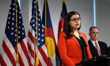 Colorado Secretary of State Jena Griswold speaks during a press conference about the Mesa County election breach investigation on Thursday