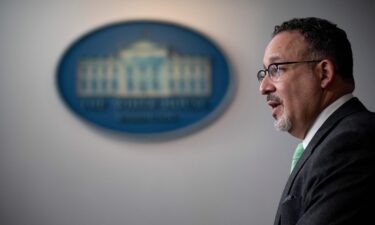 The US Education Department announced it will cancel $5.8 billion in outstanding student loans for borrowers who are unable to work because of permanent disabilities and pictured education secretary Miguel Cardona.