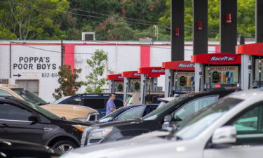 Long lines build at a gas station in Jefferson