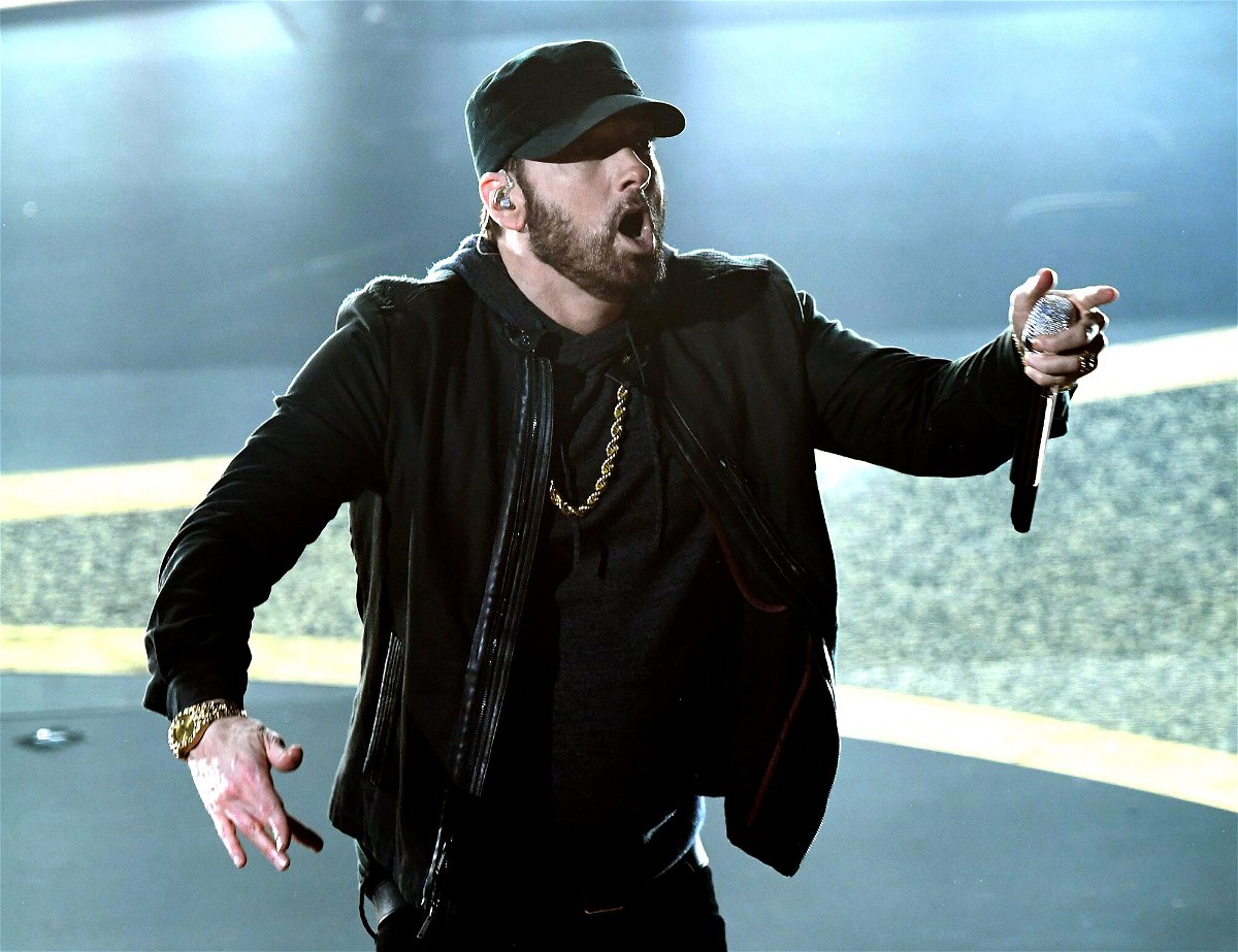 <i>Kevin Winter/Getty Images</i><br/>Eminem stars as 'White Boy Rick' in 50 Cent's 'BMF' drama. The singer here performs during the 92nd Annual Academy Awards on February 9