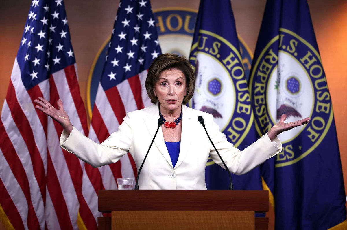 <i>Kevin Dietsch/Getty Images North America/Getty Images</i><br/>House Democrats are divided over how to enact President Joe Biden's sweeping infrastructure agenda. Nancy Pelosi is seen here at the U.S. Capitol on May 20