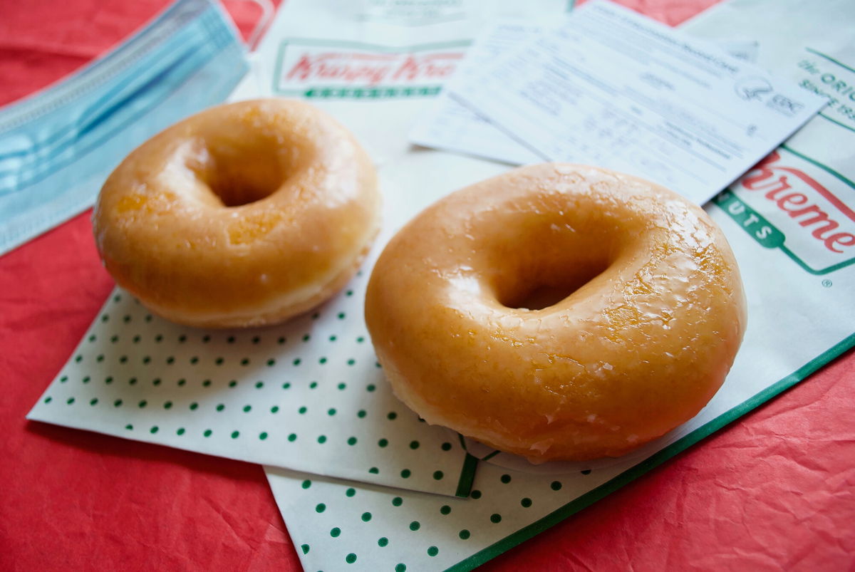 <i>Shutterstock</i><br/>Krispy Kreme offers a free Original Glazed doughnut to customers in the US who can prove they have received a Covid-19 vaccine.
