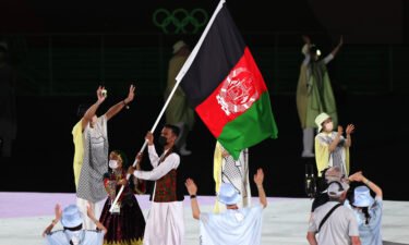 The flag of Afghanistan will be used as a symbol of "solidarity and peace" at the Tokyo 2020 Paralympic Games opening ceremony. This image shows flag bearers of Team Afghanistan during the Opening Ceremony of the Tokyo 2020 Olympic Games.