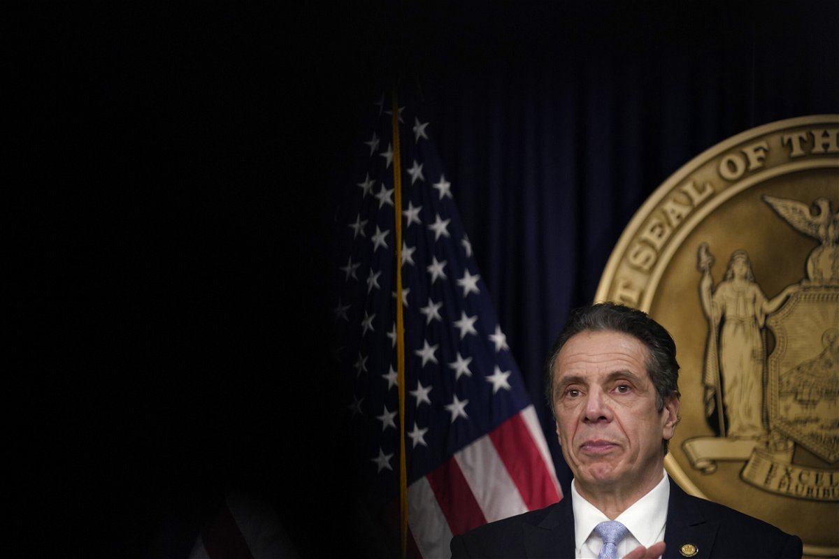 <i>Seth WenigPool/Getty Images/</i><br/>New York Gov. Andrew Cuomo speaks during an event at his office on March 18