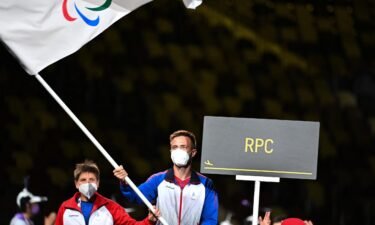 RPC stands for the Russian Paralympic Committee. Russia's team here arrives during the opening ceremony for the Tokyo 2020 Paralympic Games on August 24.