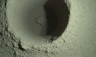 This image shows the first borehole drilled on Mars by the Perseverance rover.