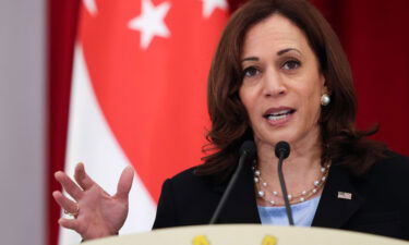 Vice President Kamala Harris attends a joint news conference with Singapore's Prime Minister Lee Hsien Loong in Singapore Monday