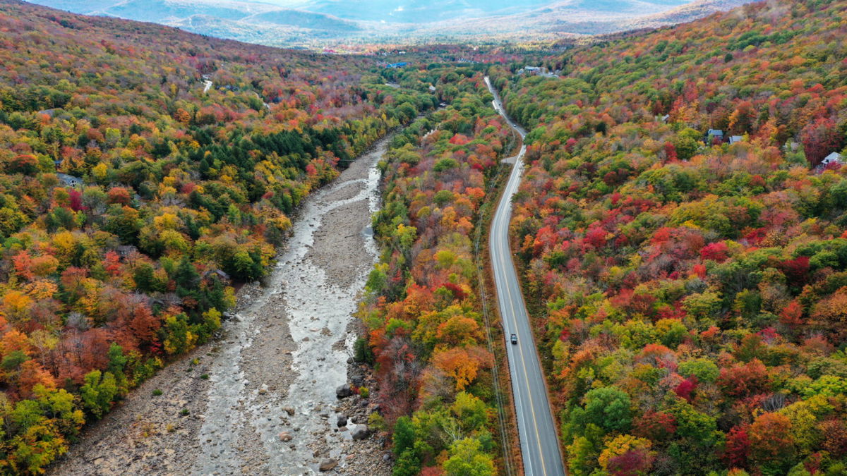 <i>Tayfun Coskun/Anadolu Agency/Getty Images</i><br/>Colorful fall foliage is on display at the White Mountain National Forest in New Hampshire in October 2020.