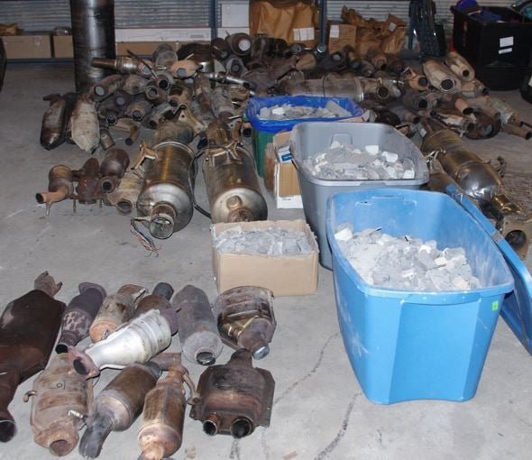 Investigators seized 107 cutoff catalytic converters that were located at locations in Sedalia and Otterville.  