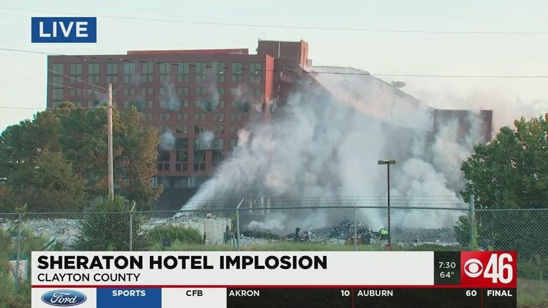 <i>WGCL</i><br/>CBS46 News Barmel Lyons got to watch the implosion in person and reports more than 30 businesses in the surrounding area would feel a little rumble.