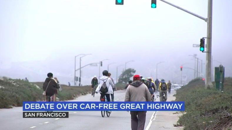 <i>KGO</i><br/>Families and cyclists enjoy the open space car-free during the pandemic.