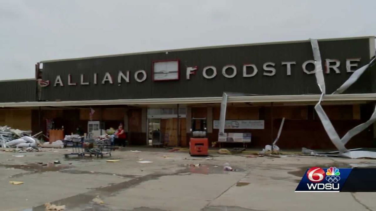 <i>WDSU</i><br/>Workers at the Galliano Food Store have spent more than a week tossing soaked and spoiled items from shelves. They were able to donate about 20% of its stock to churches and charities