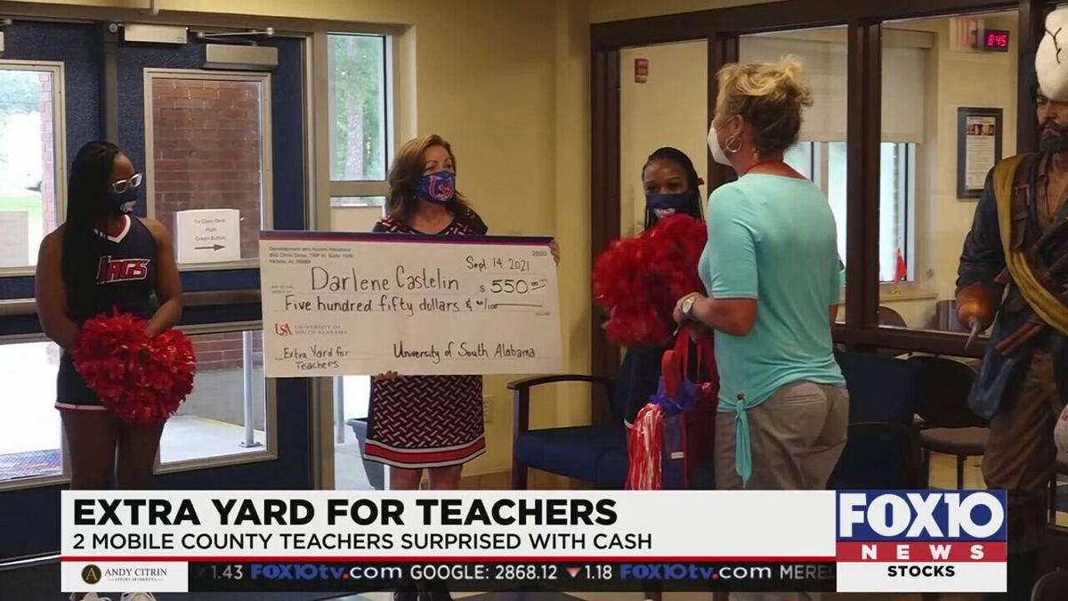 <i>WALA</i><br/>Two Mobile County teachers received a couple hundred bucks to help further education in local schools.