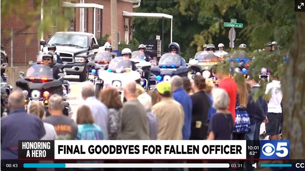 <i>KCTV KSMO</i><br/>Strangers stood still to pay their respects to 22-year-old police officer Blaize Madrid-Evans who was shot and killed in the line of duty on Sept. 15th.