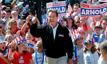 The California recall election will be held on September 14. Pictured is then-Republican candidate for California governor Arnold Schwarzenegger during a campaign rally in Sacramento.