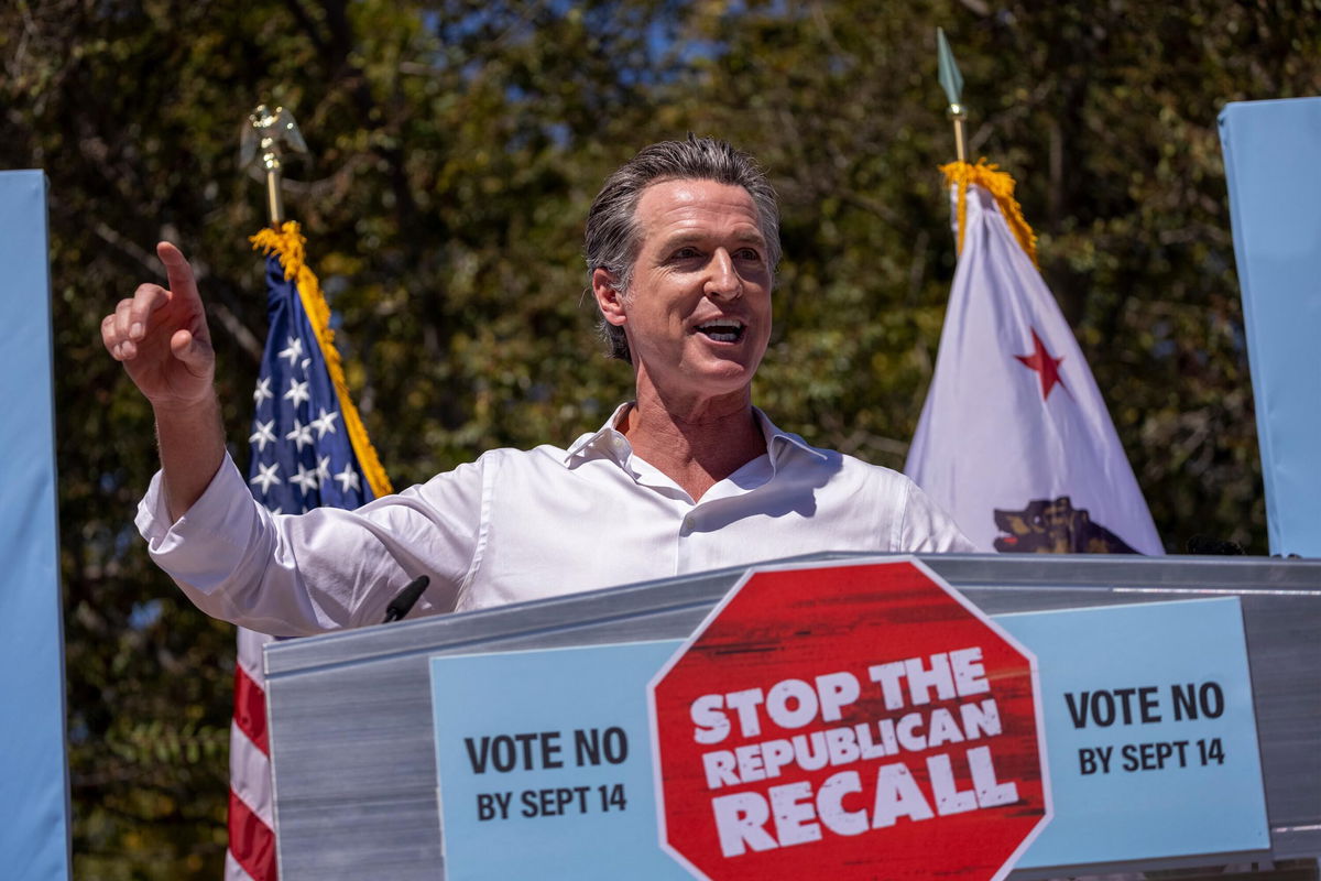 <i>David McNew/Getty Images</i><br/>Gov. Gavin Newsom addresses a 