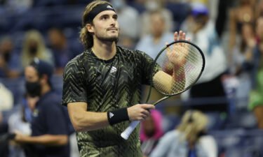 Stefanos Tsitsipas is booed at the US Open after taking another lengthy toilet break. Tsitsipas here applauds the crowd after beating Adrian Mannarino.