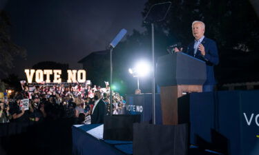 President Joe Biden speaks at a rally for California Gov. Gavin Newsom at Long Beach City College on September 13.