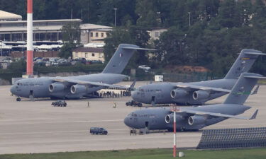 The Defense Department says an infant traveling from Ramstein Air base in Germany