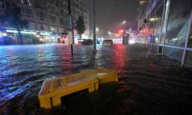 Stalled cars caught in a flash flood near Queens Boulevard in the New York City borough of Queens on September 1.