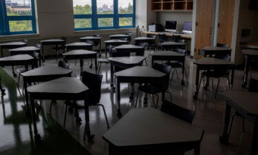 The Nation's largest school district welcomes New York students back to in-person learning. An empty classroom at P.S. 143 in the New York borough of Queens is seen August 18.
