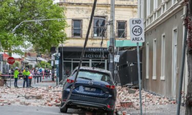 Damaged buildings along Chapel Street are seen following an earthquake on September 22 in Melbourne