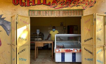 Gabriel Mradrai in his now virtually empty butcher shop in Bura