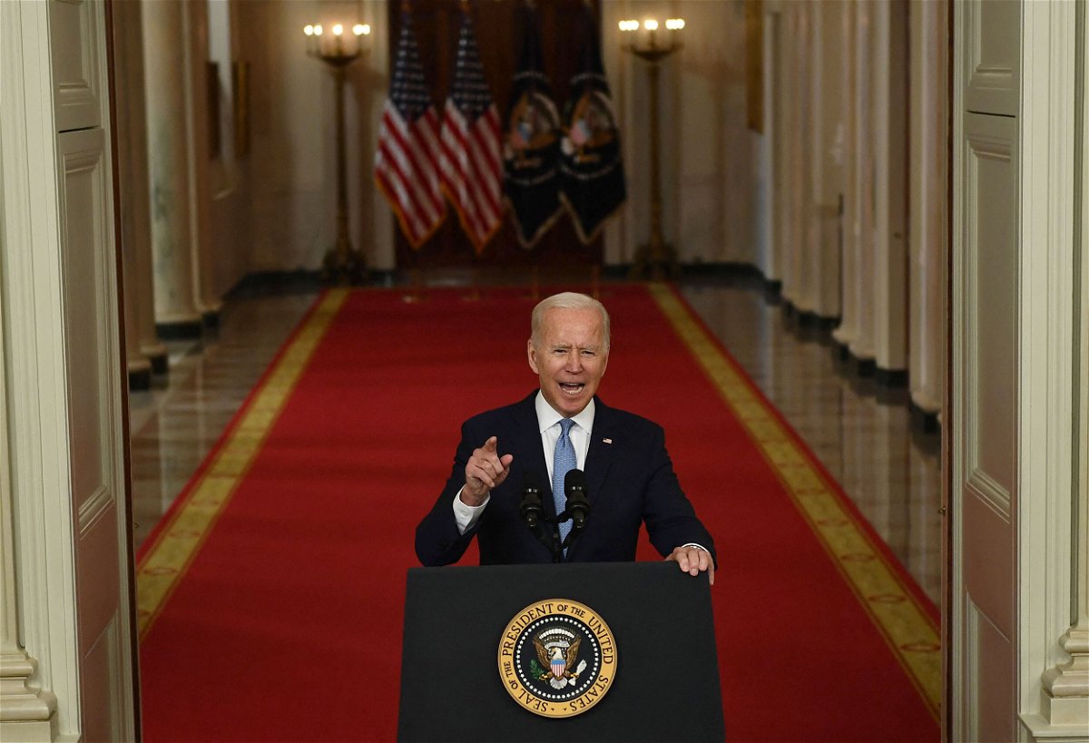 <i>Brendan Smialowski/AFP/Getty Images</i><br/>President Jo Biden is launching a federal effort to respond to Texas 6-week abortion law. Biden here speaks from the White House in Washington