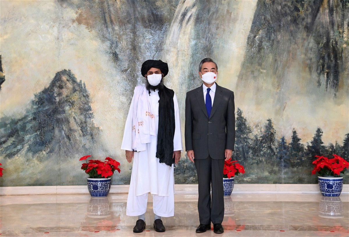 <i>Li Ran/Xinhua/Getty Images</i><br/>Chinese Foreign Minister Wang Yi meets with Mullah Abdul Ghani Baradar