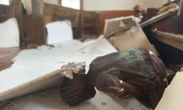 The church is filled with small statues called the "Children of Whitney." One of the statues fell off the pew during the storm