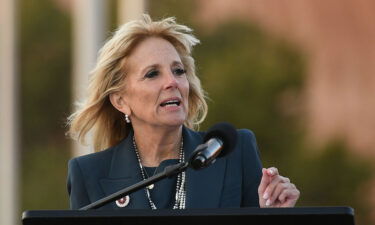 First lady Jill Biden goes back to teaching this fall. Biden here speaks during a live radio address to the Navajo Nation in Window Rock